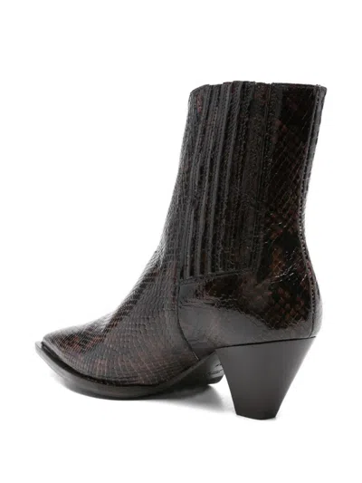 Guglielmo Rotta 60mm Snake-print Pointed-toe Boots In Brown