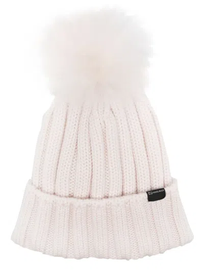 Woolrich Logo-patch Wool Beanie In Neutral