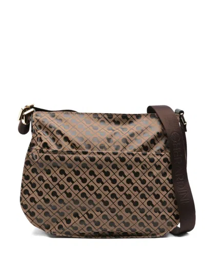 Gherardini Monogram-patterned Satchel Bag In Brown