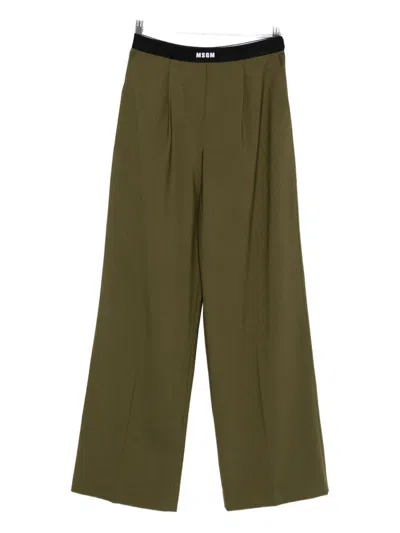 Msgm Pleated Trousers In Green