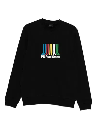 Paul Smith Black Crewneck Logo Sweatshirt In Black