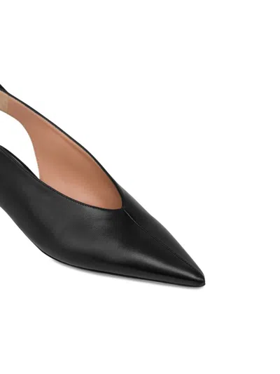 Alberta Ferretti Pointed Leather Slingback With Bow Detail In Black