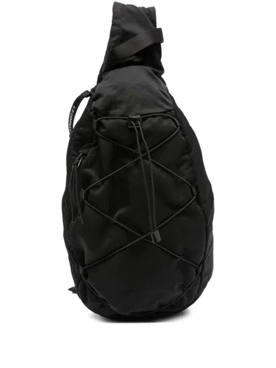 C.p. Company One-shoulder Logo Backpack In Black