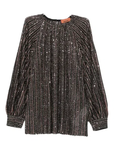 Missoni Striped Sequined Blouse In Metallic