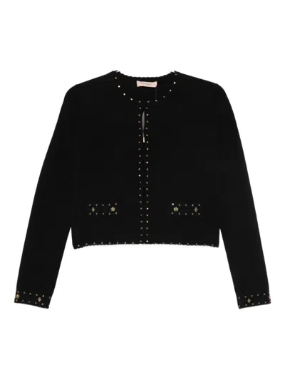 Twinset Embellished Stud-detail Cardigan In Black