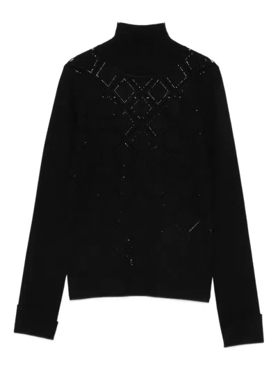 Blumarine Black High Neck Sweater In Black