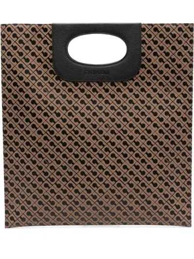 Gherardini Piattina Monogram-attern Tote Bag In Sand