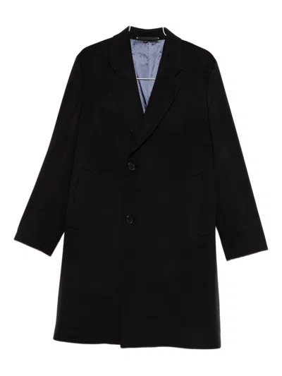 Paul Smith Cashmere Tailored Coat With Notched Lapel In Black