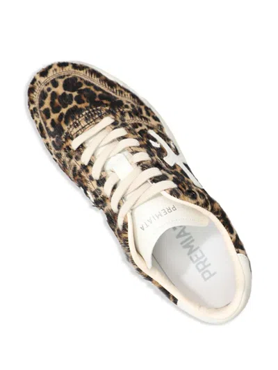 Premiata Leopard Print Lace Up Sneakers In Multi