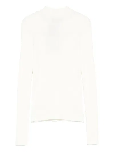 Twinset Ribbed Mock-neck Top In White