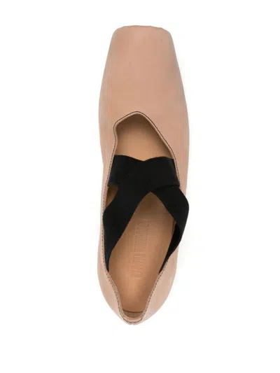 Uma Wang Leather Ballerina Flats With 23 Mm Square Toe In Multi