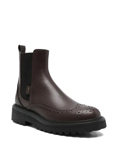 Twinset Brogue Chelsea Boots In Brown