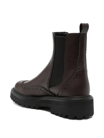 Twinset Brogue Chelsea Boots In Brown