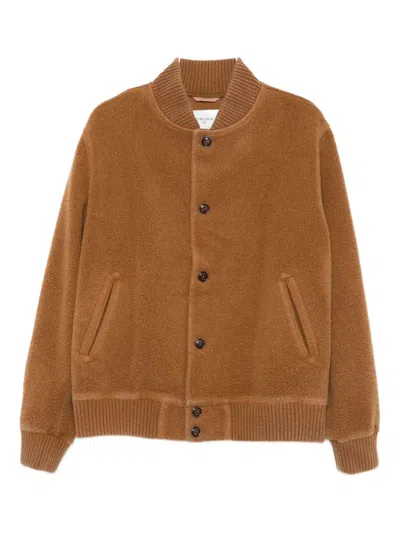 Circolo 1901 Button-fastening Wool Bomber Jacket In Brown