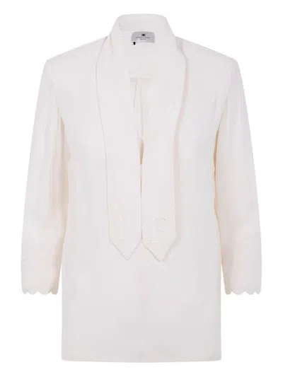 Elisabetta Franchi Scallop-edge Embroidered Blouse In Neutral
