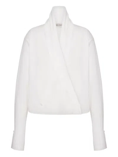 Alberta Ferretti White Cotton Blouse With Wrap Design In White