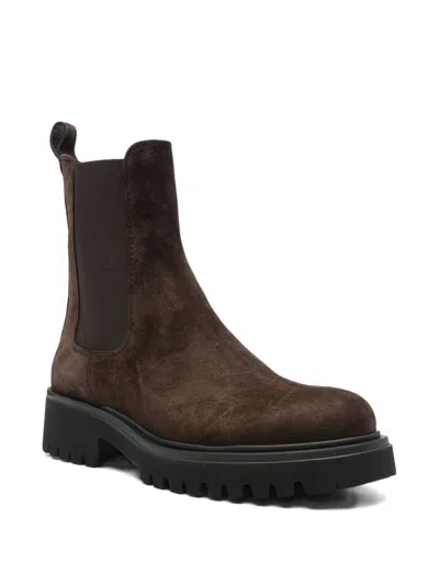 Guglielmo Rotta Elastic-insert Pull-tab Chelsea Boots In Brown