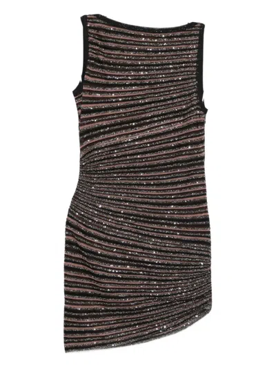 Missoni Sequin-striped Sleeveless Mini Dress In Brown