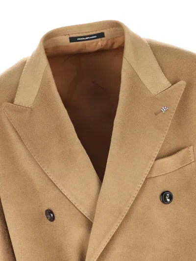 Tagliatore Double-breasted Wool Coat In Neutral
