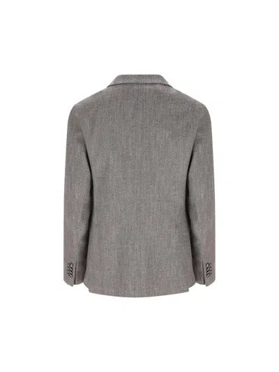 Tagliatore Herringbone-pattern Blazer In Gray