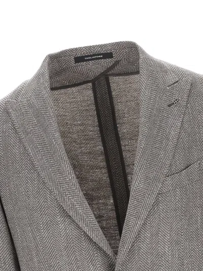 Tagliatore Herringbone-pattern Blazer In Gray
