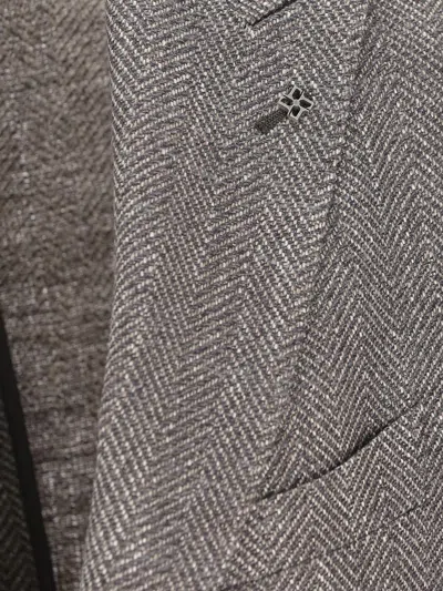 Tagliatore Herringbone-pattern Blazer In Gray