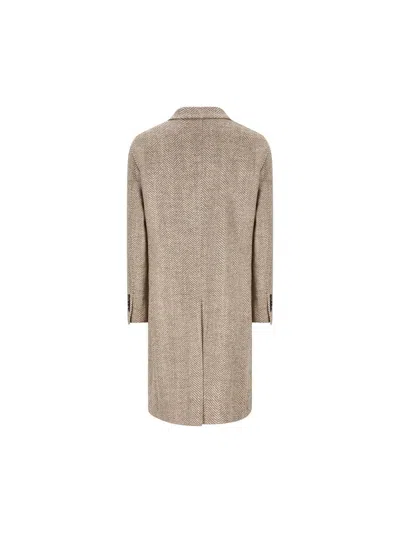 Tagliatore Double-breasted Herringbone Coat In Gray