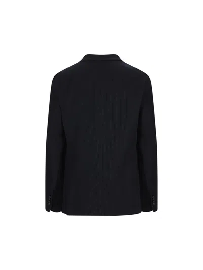 Tagliatore Ribbed Double-breasted Jacket In Blue