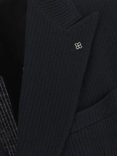 Tagliatore Ribbed Double-breasted Jacket In Blue