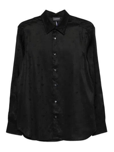 Emporio Armani Allover Logo Shirt In Black