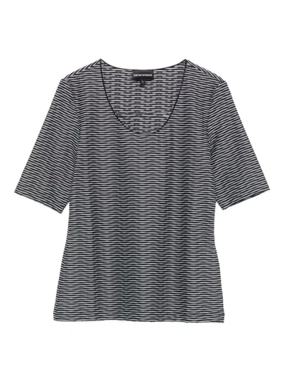 Emporio Armani Striped Scoop Neck Sleeveless Top In Gray