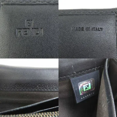 Pre-owned Fendi Black Canvas Leather Long Wallet (tri-fold) ()