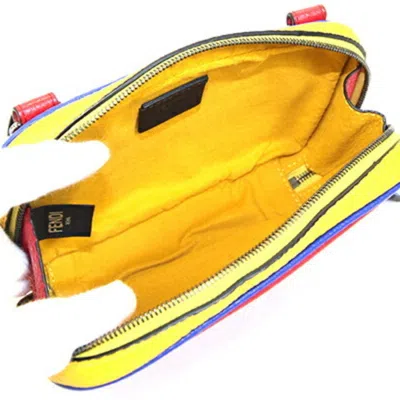 Pre-owned Fendi Blue Red Color Yellow Leather Pochette Shoulder Bag ()