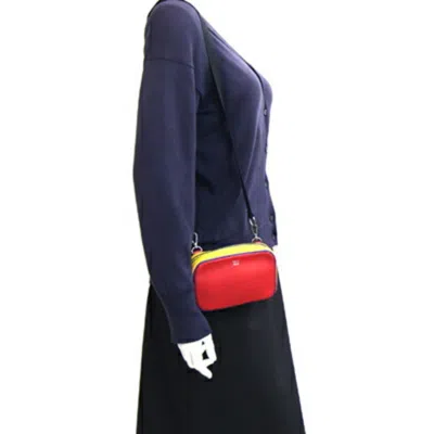 Pre-owned Fendi Blue Red Color Yellow Leather Pochette Shoulder Bag ()