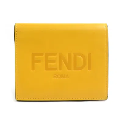 Pre-owned Fendi Yellow Leather Wallet (bi-fold) ()