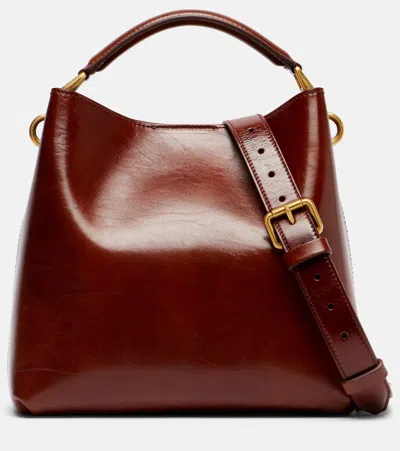 Dries Van Noten Grip Small Leather Tote Bag In Burgundy