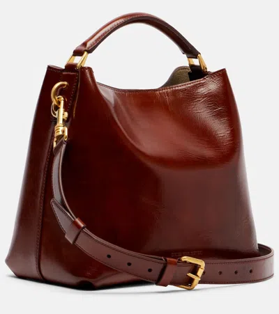 Dries Van Noten Grip Small Leather Tote Bag In Burgundy