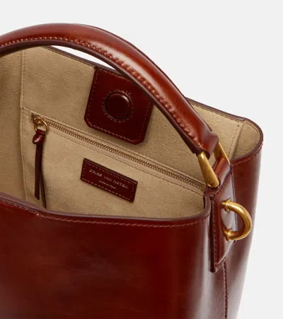 Dries Van Noten Grip Small Leather Tote Bag In Burgundy