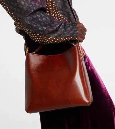 Dries Van Noten Grip Small Leather Tote Bag In Burgundy