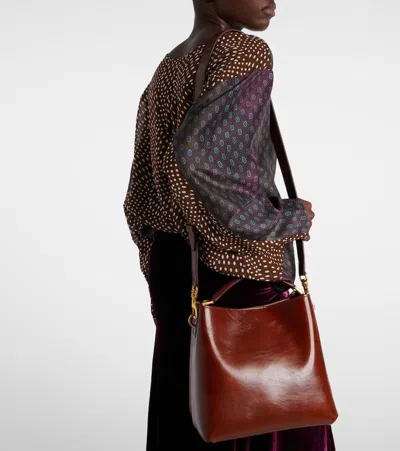 Dries Van Noten Grip Small Leather Tote Bag In Burgundy