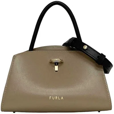 Pre-owned Furla Beige White Leather Handbag Shoulder Bag ()