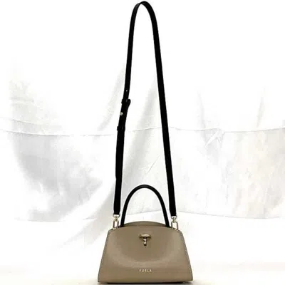 Pre-owned Furla Beige White Leather Handbag Shoulder Bag ()