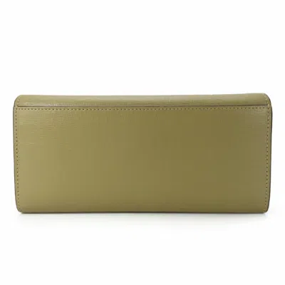 Pre-owned Furla Khaki Leather Long Wallet (bi-fold) () In Brown