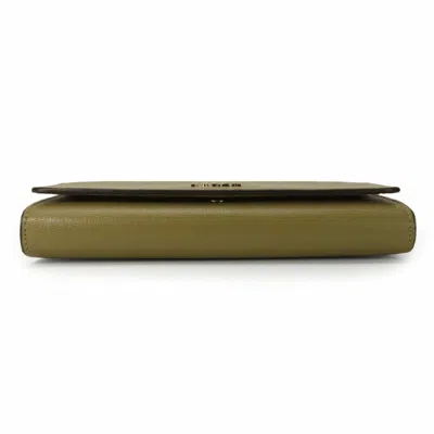 Pre-owned Furla Khaki Leather Long Wallet (bi-fold) () In Brown