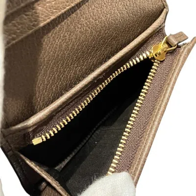Pre-owned Gucci Beige Brown Gg Supreme Leather Wallet (bi-fold) () In Multi