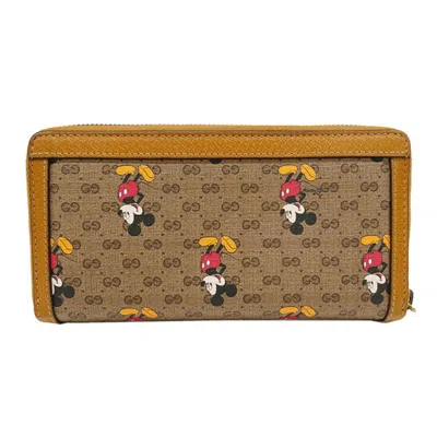 Pre-owned Gucci Beige Brown Pvc Long Wallet (bi-fold) () In Multi
