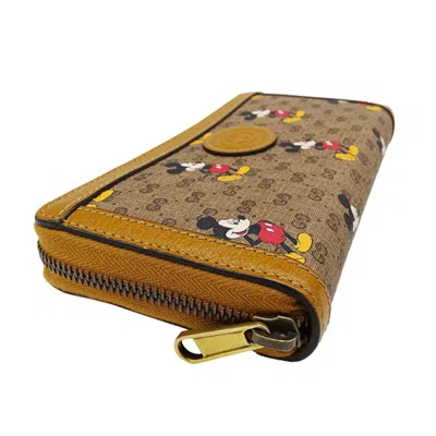 Pre-owned Gucci Beige Brown Pvc Long Wallet (bi-fold) () In Multi