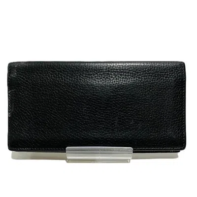 Pre-owned Gucci Black Leather Long Bill Wallet (bi-fold) ()