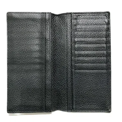 Pre-owned Gucci Black Leather Long Bill Wallet (bi-fold) ()