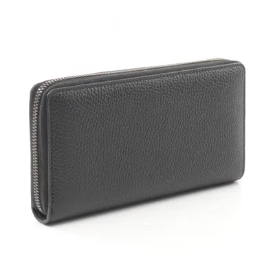 Pre-owned Gucci Black Leather Long Wallet (bi-fold) ()